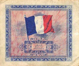 France 2 Francs Serie De 1944 Wwii Issue Circulated Banknote Jj20