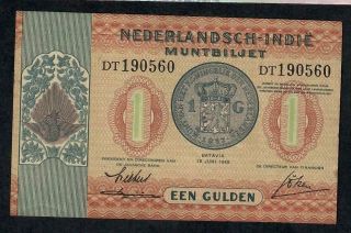1 Gulden From Netherland Indies 1940 Aunc