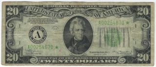 $20 1934 Federal Reserve Note Fr 2054a - Am Star Mule