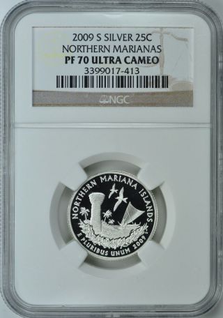 2009 - S Northern Marianas Silver Proof Quarter 25c Ngc Pf70 Ultra Cameo