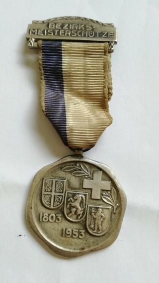 1953 Bezirks MeisterschÜtze Medaille Switzerland Swiss Medal Shooting Champions