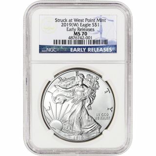 2019 - (w) American Silver Eagle - Ngc Ms70 - Early Releases