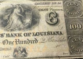 1800 ' s $100 CITIZENS BANK of LOUISIANA ORLEANS,  “C” NOTE REMAINDER,  Plate - D 2