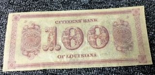 1800 ' s $100 CITIZENS BANK of LOUISIANA ORLEANS,  “C” NOTE REMAINDER,  Plate - D 3