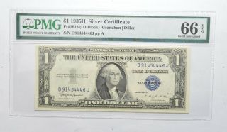 $1 1935 - H Silver Certificate Pmg 66 Epq Gem,  Fr 1618 (dj Block) 075