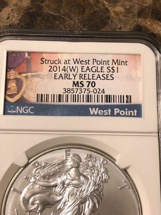 2014W American Silver Eagle NGC MS70 Early Releases Struck At West Point 3