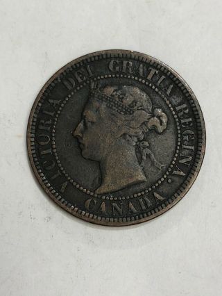 1888 One Cent Victoria Dei Gratia Regina Canada Coin