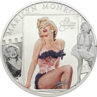 Cook Islands 2011 5$ Marilyn Monroe 25g Silver Coin With Diamond Mintage 1926