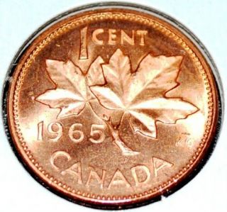 Canada 1965 Lbb5 1 Cent Bu Canadian Penny Unc Large Beads Blunt 5