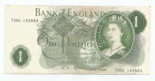 Circa 1967 £1.  00 One Pound Note Bank Of England Signed By J.  S.  Fforde