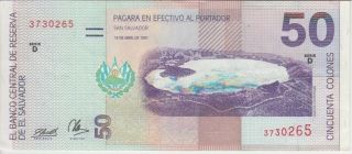 El Salvador Banknote P150a - 0265 50 Colones 1997 Serie D,  Ef,