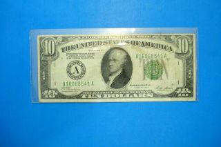 1928 - B Series $10 Ten Dollar Federal Reserve Note - - Green Seal - - Gold Demand