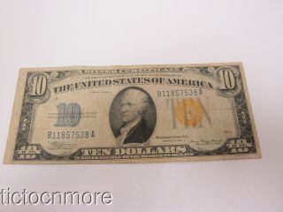 US 1934 A $10 DOLLAR NORTH AFRICA SILVER CERTIFICATE GOLD SEAL NOTE B11857538A 2