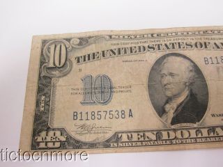 US 1934 A $10 DOLLAR NORTH AFRICA SILVER CERTIFICATE GOLD SEAL NOTE B11857538A 3