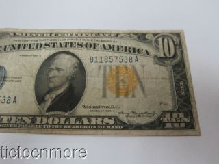 US 1934 A $10 DOLLAR NORTH AFRICA SILVER CERTIFICATE GOLD SEAL NOTE B11857538A 6