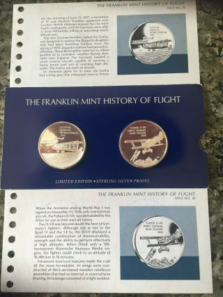 70grams.  925 Sterling Silver History Of Flight Airplane Coins Set Of 2 29 30
