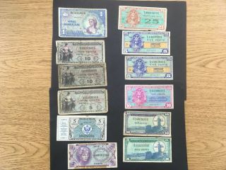 Usa (12 Notes) - Military Payment Certs.  Mpc - - Assorted