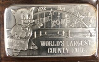 1974 Us Silver Corp.  L.  A.  County Fair 1 Oz Silver Art Bar Ussc - 165 (2065)