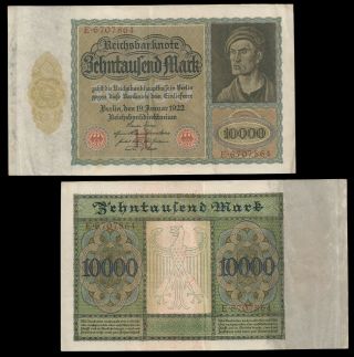 1922 Reichsbanknote 10000 Zehntausend Mark H - Series Circulated Banknote E6707864