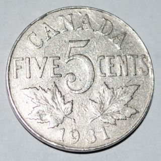 Canada 1931 5 Cents George V Canadian Nickel