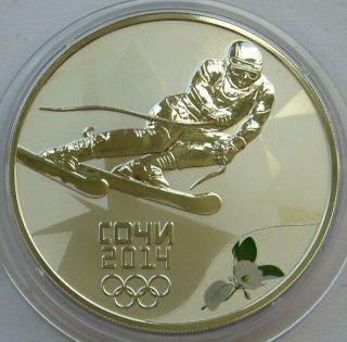Russia Silver 3 Roubles 2014 Sochi Olympics Alpine Skiing Proof Coin