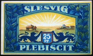 Wojens / Vojens 1920 " Schleswig Plebiscite " 25 Pf German Notgeld Now Denmark