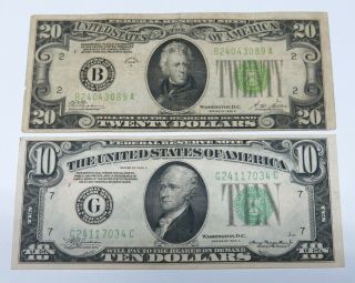 1928 - B $20 Federal Reserve Note & 1934 - A $10 Federal Reserve Note