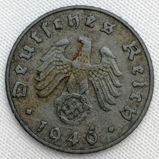 1945 Germany Third Reich 5 Reichspfennig J Pfennig Zinc Coin Wwii