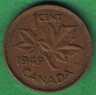 1949 George Vi Canada Canadian One Cent Penny Circulated