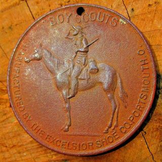 1910 Boy Scout Membership Good Luck Token Excelsior Shoe Swastika Drop