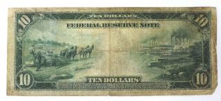 1914 $10 BOSTON US Ten Dollar Bill Federal Reserve Note You Grade It F - 906 L51 2