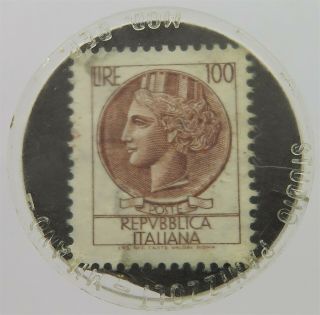 Italy 100 Lire Taeatro Carani Encased Postage Stamp T87 119
