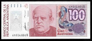 World Paper Money - Argentina 100 Australes Nd 1985 - 90 P327b @ Unc