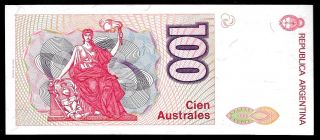 World Paper Money - Argentina 100 Australes ND 1985 - 90 P327b @ UNC 2