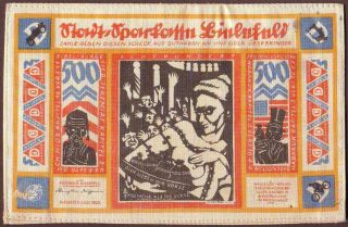 Germany Bielefeld Linen Notgeld 500 Mark 1922