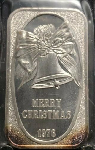 Ussc Merry Christmas 1976 1 Oz Silver Art Bar Ussc - 267v Mintage Of 300 (2013)