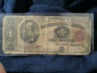1890 $1 Stanton Treasury Note,  Rosecrans/nebeker,  Small Red Seal - G Damage