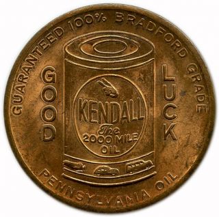 Kendall Oil Can Logo Pennsylvania Oil Good Luck Chicago,  Illinois Il Token