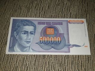 Yugoslavia 500 000 Dinara 1993.  Aunc - No Serial Number