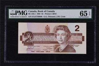1986 Canada Bank Of Canada Bc - 55b - I 2 Dollars Pmg 65 Epq Gem Unc