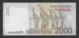 Indonesia Solid Serial Number 2000 2,  000 Rupiah 2015 / 2009 Unc