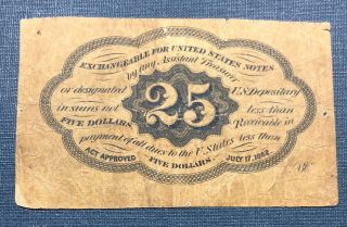 1862 Twenty Five Cents Postage Currency Note 2