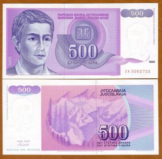 Yugoslavia,  500 Dinara,  1992,  Pick 113,  Za Unc Replacement