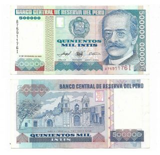 Peru Note 500000 Intis 21.  12.  1989 Cdem P 147 Xf