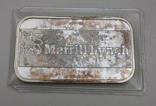 Vintage Merrill Lynch Investments 1 Troy oz.  999 Fine Silver Art Bar 3