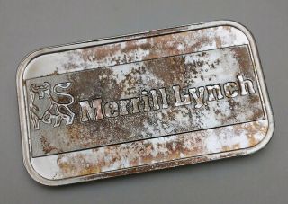 Vintage Merrill Lynch Investments 1 Troy oz.  999 Fine Silver Art Bar 6