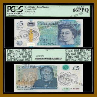 Great Britain England 5 Pounds,  2015,  P - 394,  Unc,  Churchill,  Qeii Pcgs 66 Ppq