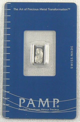 1 Gram Pamp Suisse Platinum Fortuna Bar.  9995 Fine In Assay Card
