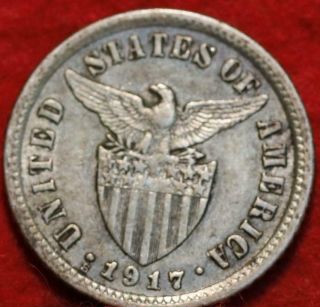 1917 Philippines 10 Centavos Silver Foreign Coin