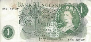 Royal Bank Of England One Pound Note Page Chief Cashier